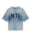 Amiri Blue Sunfaded Baseball Denim Shirt In Blue