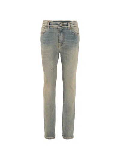 Amiri Kids' Logo Denim Jeans In Blue