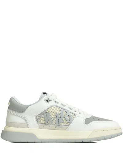 Amiri Logo-detail Leather Lace-up Low-top Sneakers In Gray