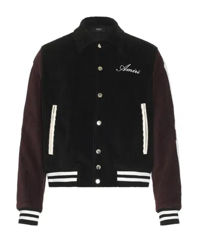 Amiri Logo Detailed Corduroy Jacket In Black