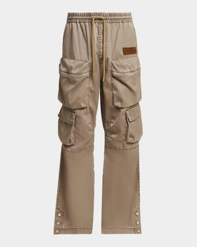 Amiri Logo Drawstring Cargo Pants In Brown
