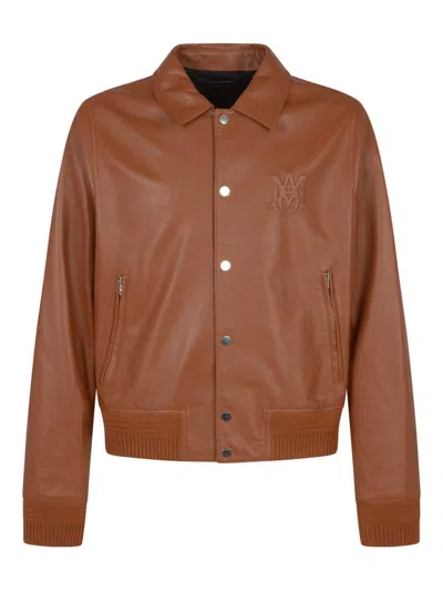 Amiri Logo Embossed Jacket In Brown
