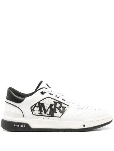 Amiri White Low Top Sneakers With Logo Patch On The Side And Contrasting Heel With Logo Lettering In Leath In Multi