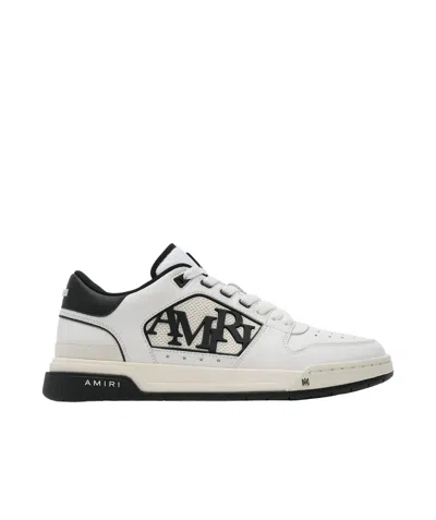 Amiri White Low Top Sneakers With Logo Patch On The Side And Contrasting Heel With Logo Lettering In Leath In Multi