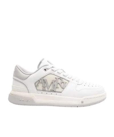 Amiri Logo-embossed Leather Sneakers In White