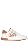 Amiri Men's Logo Leather Classic Low-top Sneakers In White Brown
