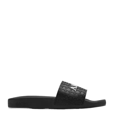 AMIRI AMIRI LOGO-EMBOSSED OPEN-TOE SLIDES