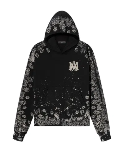Amiri Logo-embroidered Bandana-print Hoodie In Black
