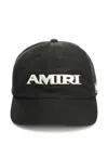 Amiri Men Black Baseball Cap With With Logo Lettering Embroidery In Tech Fabric Man In Black