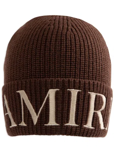 Amiri Logo-embroidered Beanie In Brown