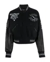 Amiri Logo Graphic Embroidered Crop Varsity Jacket In Black