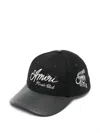 Amiri Hollywood Music Club Wool Blend Adjustable Baseball Cap In Black
