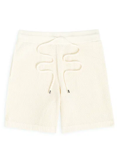 Amiri Logo-embroidered Cotton Crochet Shorts In White