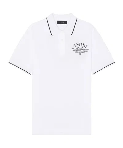 Amiri Logo-embroidered Cotton Polo Shirt In White