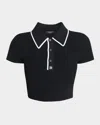Amiri Logo Embroidered Cropped Polo In Black