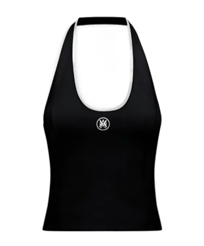 Amiri Logo Embroidered Halterneck Top In Black