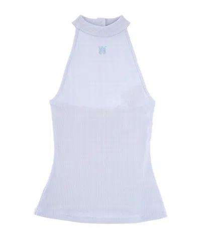 Amiri Logo Embroidered Halterneck Top In Blue