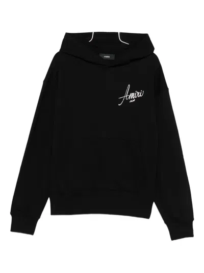 Amiri Bones Hooded Sweater Front Pocket In Black