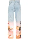 Amiri Logo-embroidered Jeans In Blau