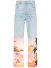 Amiri Logo-embroidered Jeans In Blue