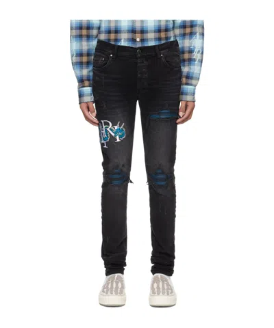 Amiri Logo Embroidered Jeans Pants In Black