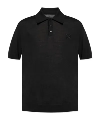 Amiri Logo-embroidered Polo Shirt In Black