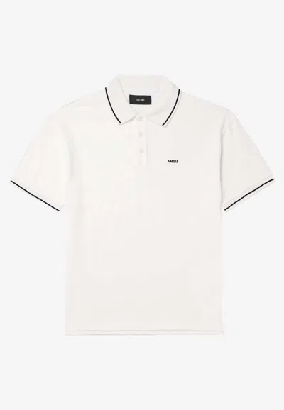 Amiri Logo Embroidered Polo T-shirt In White