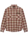 Amiri 'shotgun' Beige Shirt With Logo Print On Front And Rear And  All-over Check Motif In Brown