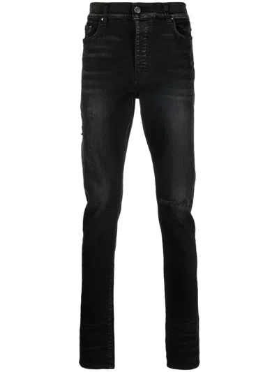 Amiri Logo-embroidered Skinny-cut Jeans In Black