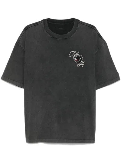 Amiri Logo-embroidered T-shirt In Grey