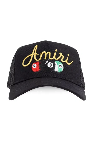 Amiri Logo Embroidered Trucker Cap In Black