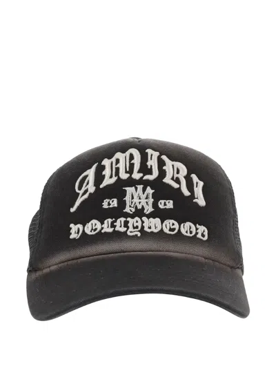 Amiri Hollywood Logo Trucker Baseball Cap Mesh In Brown