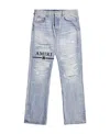 Amiri Logo-embroidery Ripped Jeans In Gray