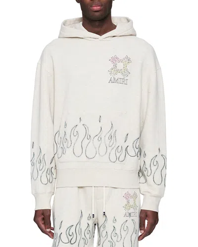 Amiri Logo Flame Graphic Cotton Hoodie In White