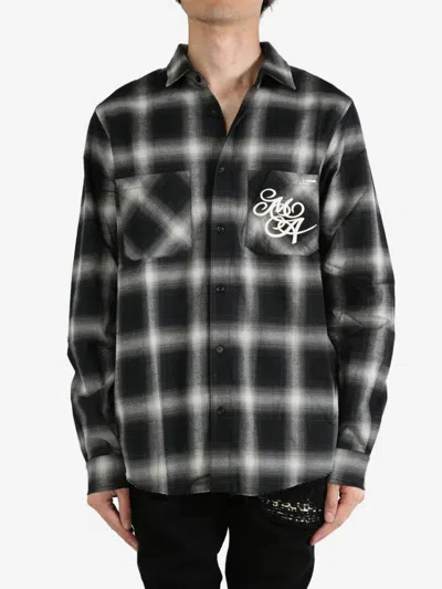 Amiri Swirl Flannel Shirt In Black