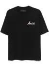 Amiri 'city'black Crewneck T-shirt With Logo Detail On The Front And Maxi Logo Print On The Rear