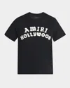 Amiri Hollywood Crew Neck Text Print Top In Black