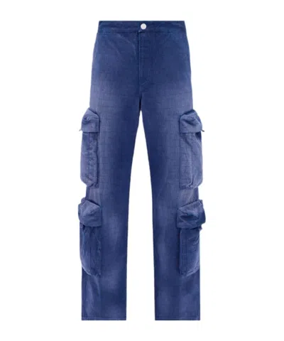 Amiri Logo-jacquard Cotton Cargo Jeans In Blue