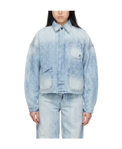 AMIRI AMIRI LOGO DETAILED BUTTON DOWN DENIM JACKET