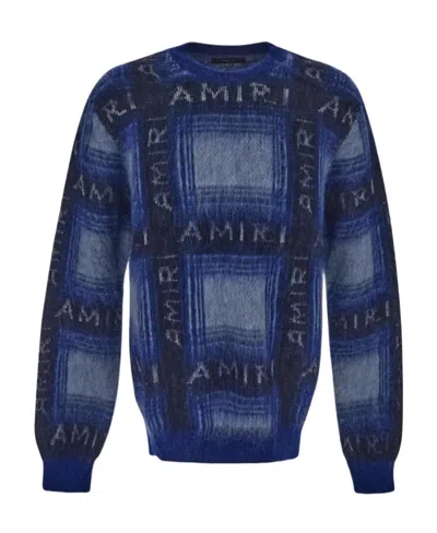 Amiri Logo Knit Jumper In Blue