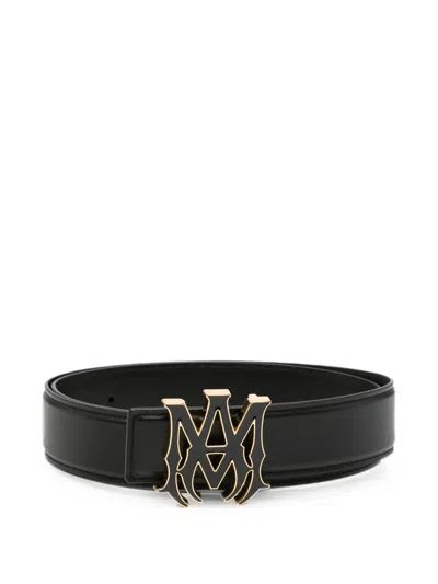 Amiri Logo Leather Belt In Black