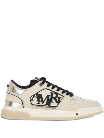 Amiri Logo Leather Trainers In Neutral
