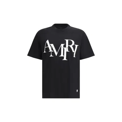 Amiri Cotton Staggered Logo T-shirt Men In Black