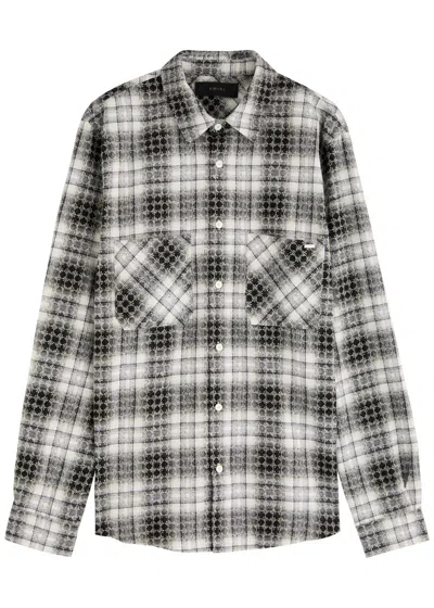 Amiri Logo-monogrammed Checked Cotton Shirt In Black