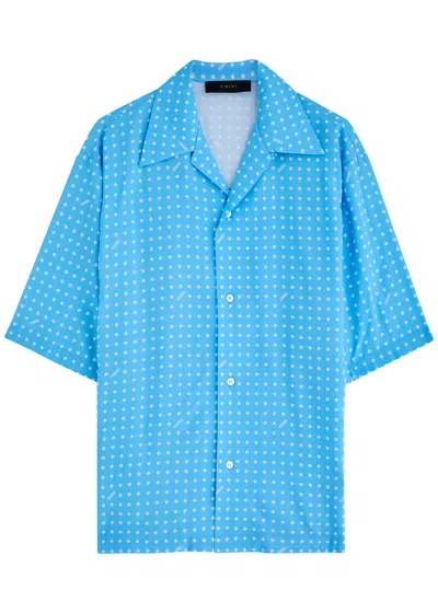 Amiri Logo-monogrammed Printed Silk Shirt In Blue