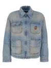 Amiri Blue Jacket With Classic Collar And Logo Patch On Front And Rear In Denim Man In Blue