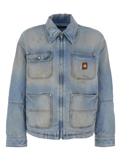 AMIRI LOGO-PATCH DENIM JACKET