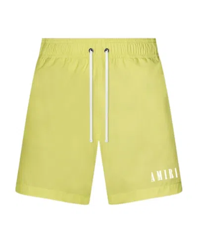 Amiri Logo-patch Drawstring Shorts In Yellow