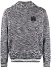 Amiri Space-dyed Bandana-jacquard Cotton Hoodie In 黑色