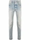 Amiri Logo-patch Stonewashed Skinny Jeans In Blue